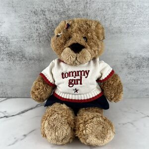 Tommy Girl Brown Teddy Bear Plush Tommy Hilfiger Sweater Blue Skirt Cute Y2K